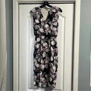 ASOS sleeveless black dress featuring pastel floral pattern size 4 garden girl